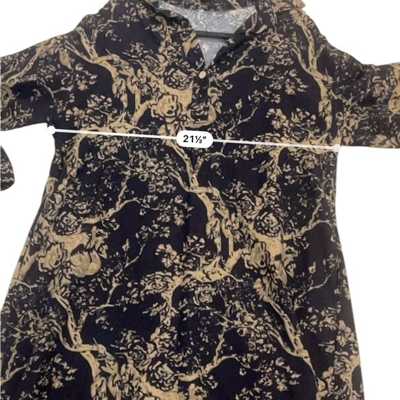 Botanical tree print shirt dress split lapel maxi lagenlook large dark romantic - Picture 4 of 11
